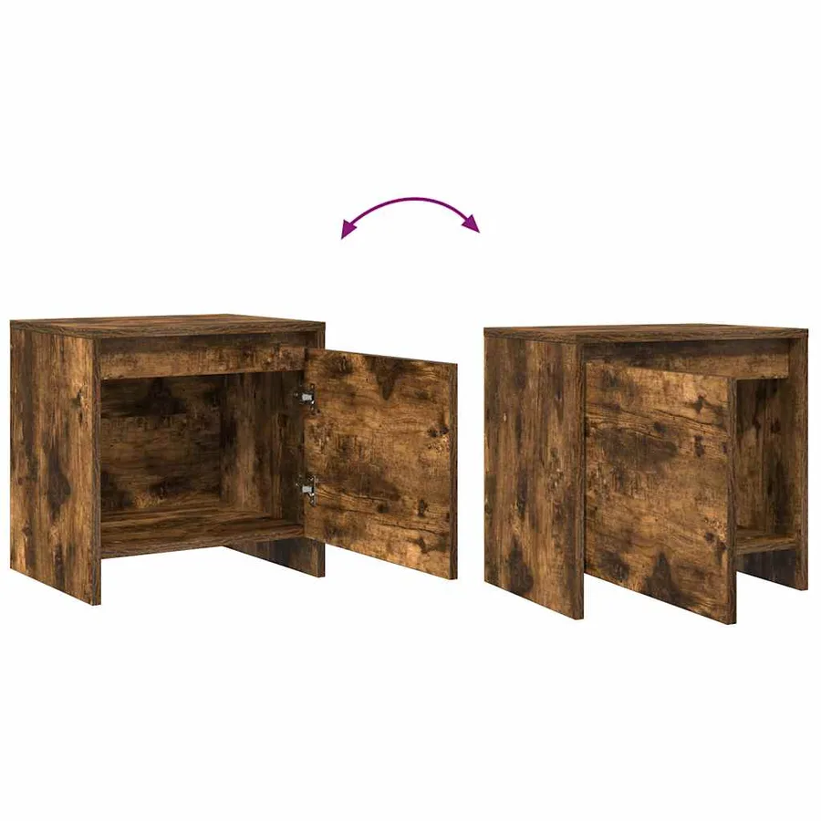 Tables de chevet 2 pcs chêne fumé 45x34x44,5 cm bois ingénierie - 10