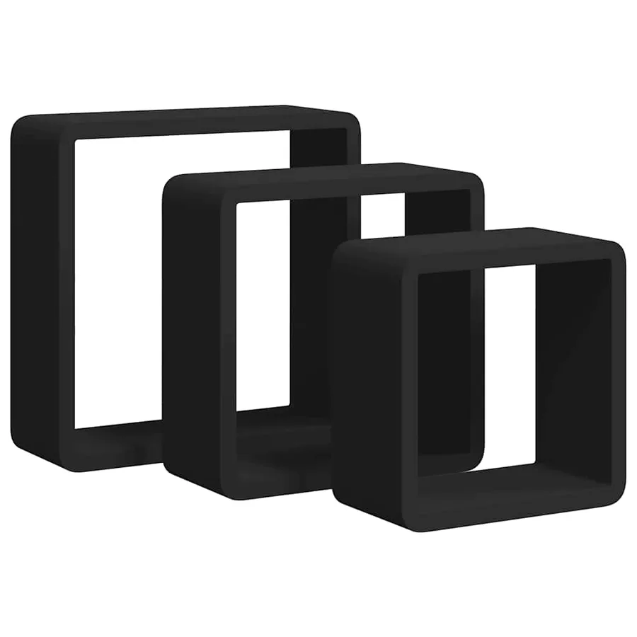 Étagères murales sous forme de cube 3 pcs Noir MDF - 2