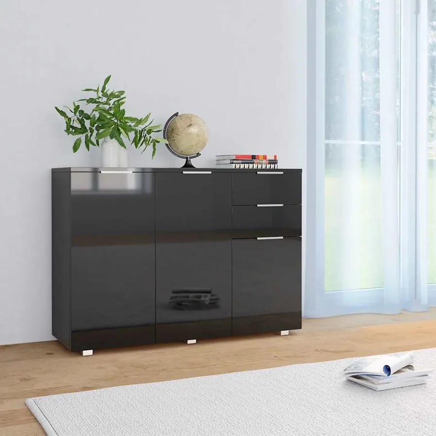 Buffet Noir brillant 107x35x80,5 cm