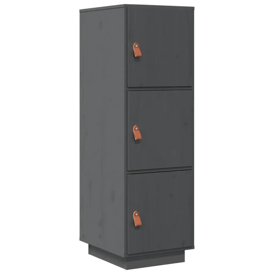 Buffet haut Gris 34x40x108,5 cm Bois massif de pin - 2