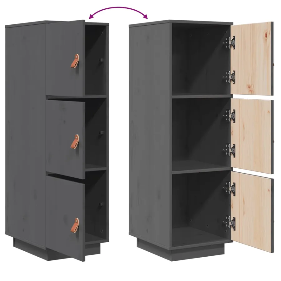 Buffet haut Gris 34x40x108,5 cm Bois massif de pin - 9