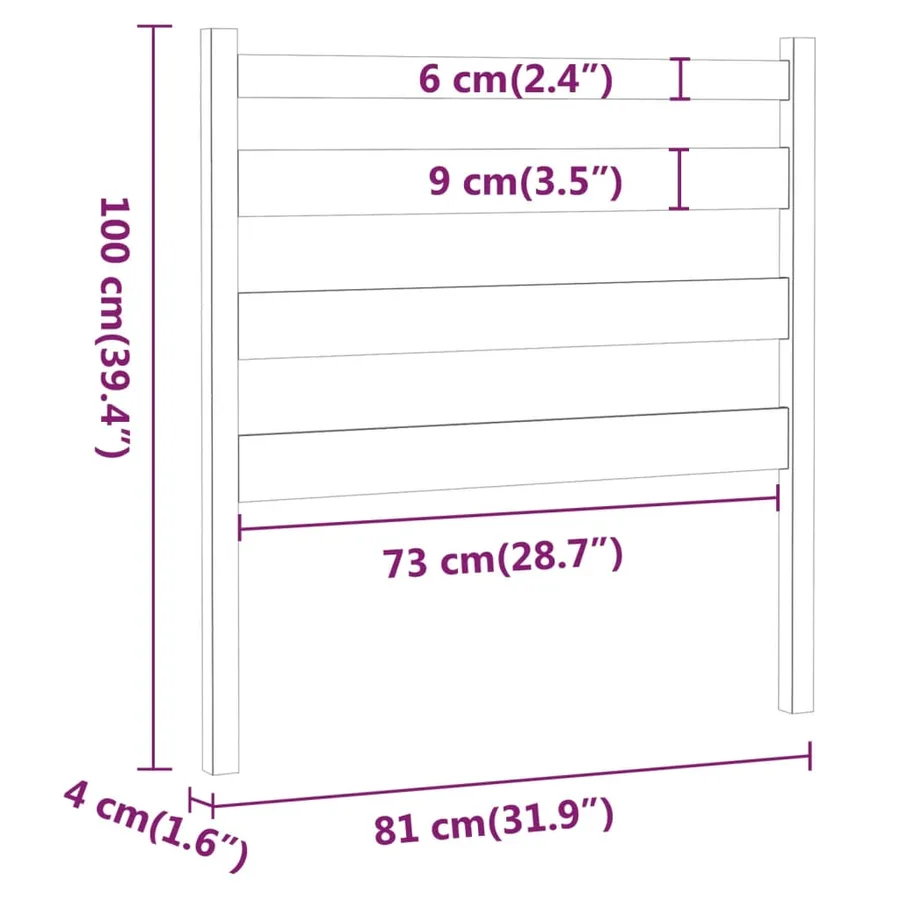 Tête de lit Marron miel 81x4x100 cm Bois massif de pin - 6