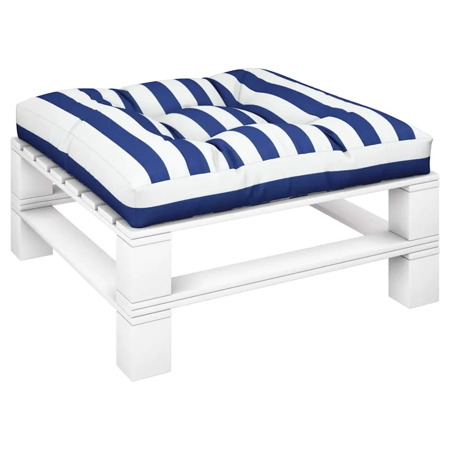 Coussin de palette rayures bleues et blanches 80x80x12 cm tissu - 3