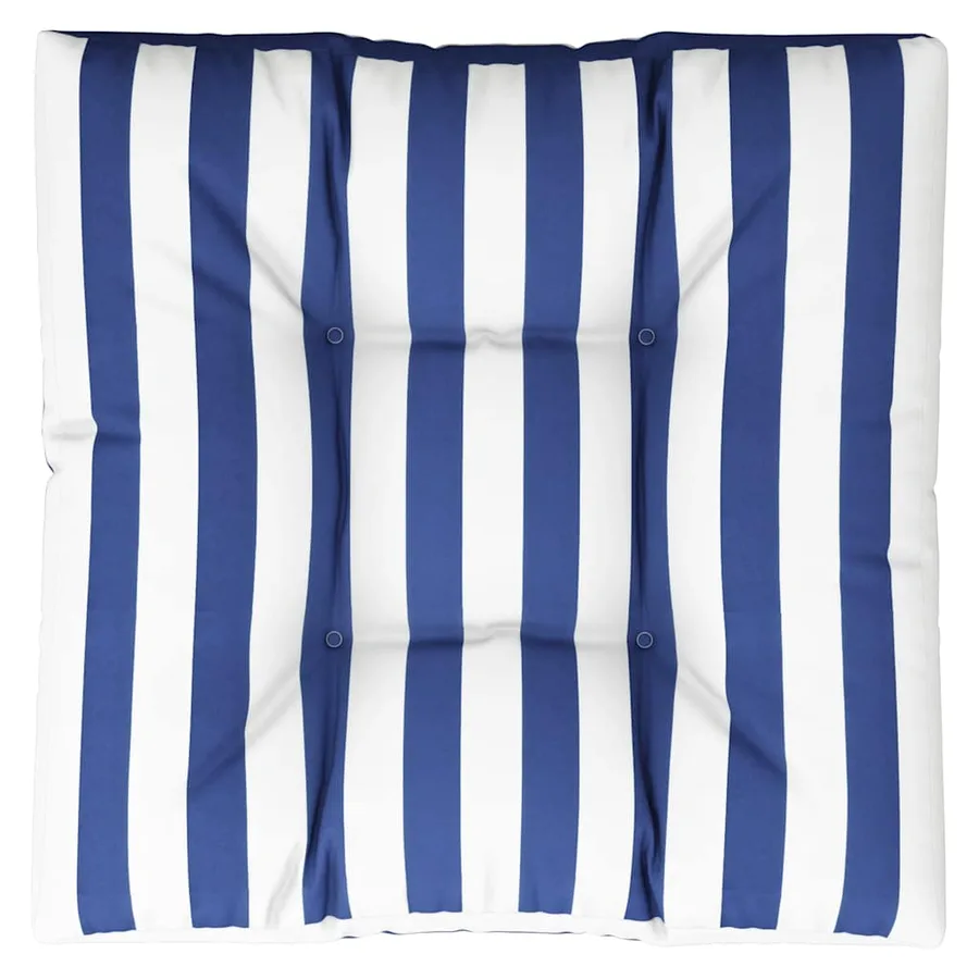 Coussin de palette rayures bleues et blanches 80x80x12 cm tissu - 4