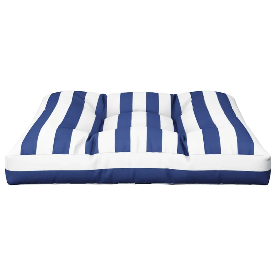 Coussin de palette rayures bleues et blanches 80x80x12 cm tissu - 5