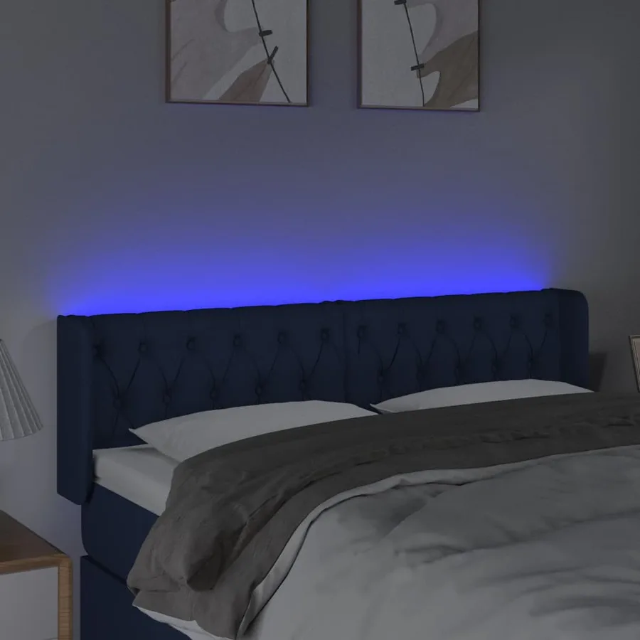 Tête de lit à LED Bleu 147x16x78/88 cm Tissu - 4