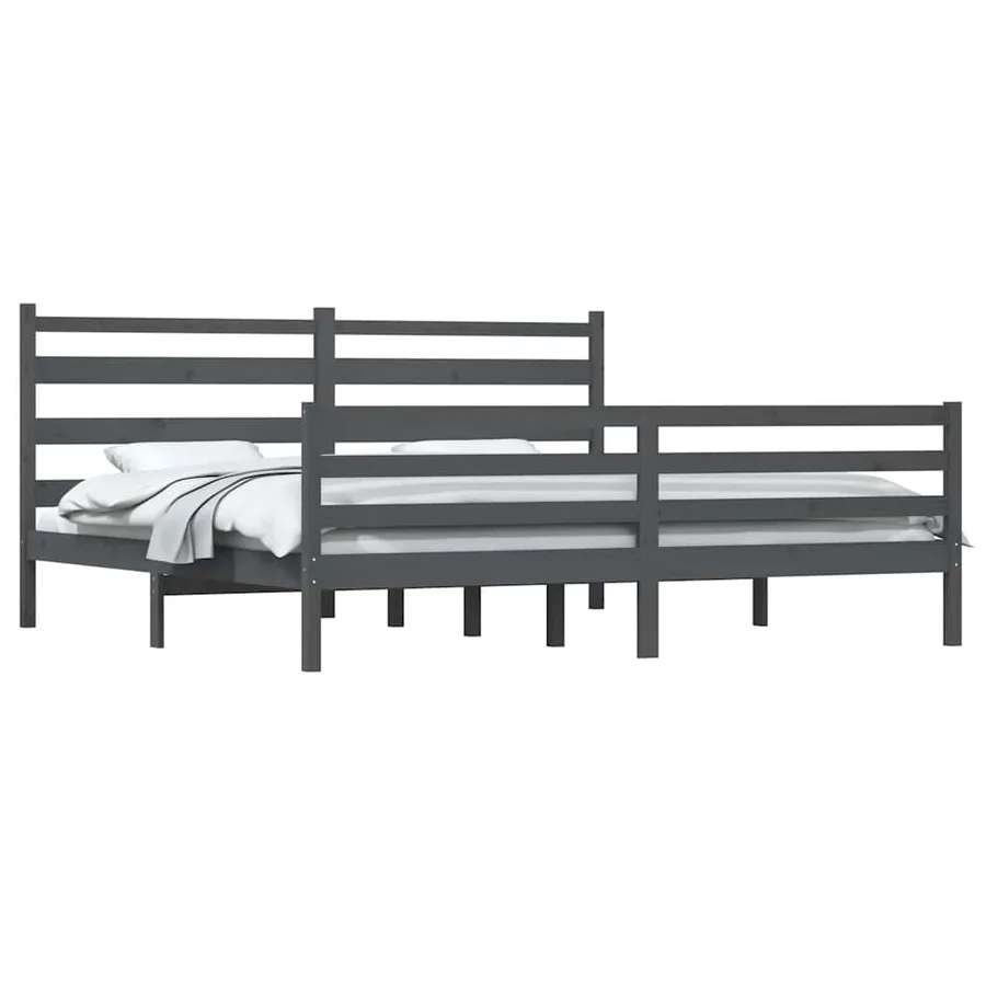 Cadre de lit sans matelas bois massif de pin 200x200 cm gris - 3