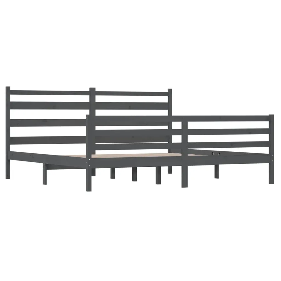 Cadre de lit sans matelas bois massif de pin 200x200 cm gris - 4