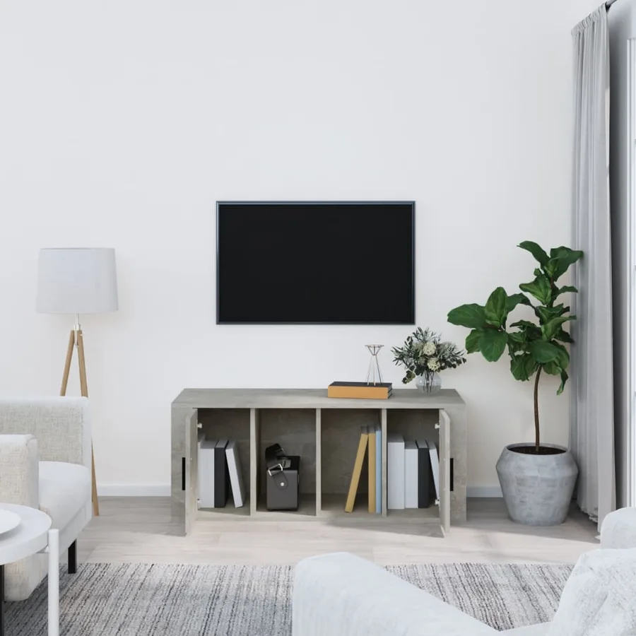 Meuble TV Gris béton 100x35x40 cm Bois d'ingénierie - 3