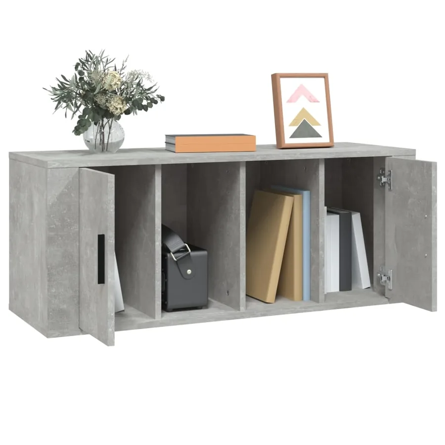 Meuble TV Gris béton 100x35x40 cm Bois d'ingénierie - 4