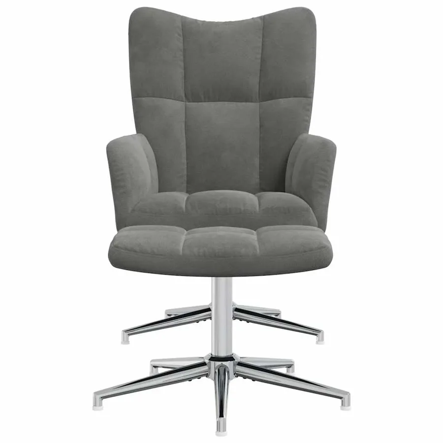 Chaise de relaxation avec tabouret Gris foncé Velours - 3