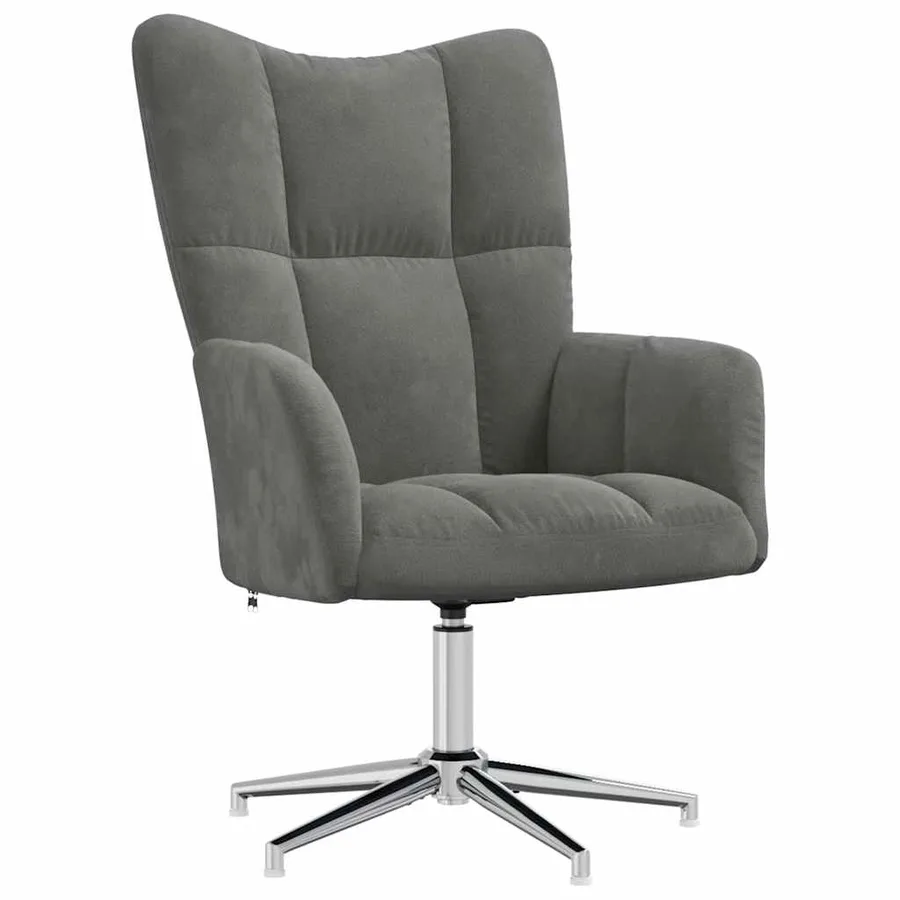 Chaise de relaxation avec tabouret Gris foncé Velours - 6
