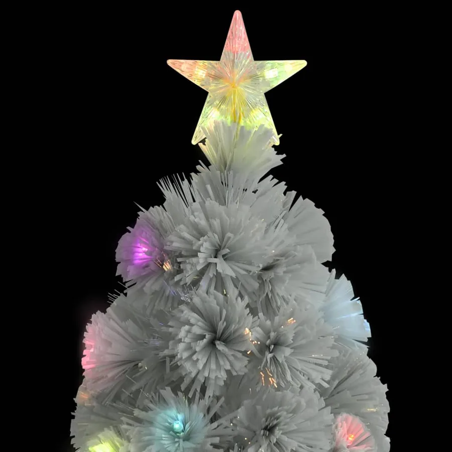 Arbre de Noël artificiel pré-éclairé blanc 150 cm fibre optique - 5
