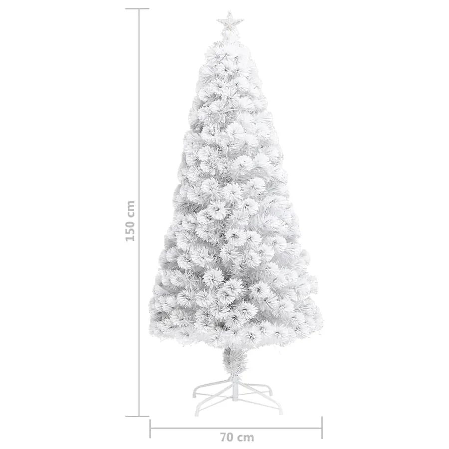 Arbre de Noël artificiel pré-éclairé blanc 150 cm fibre optique - 9