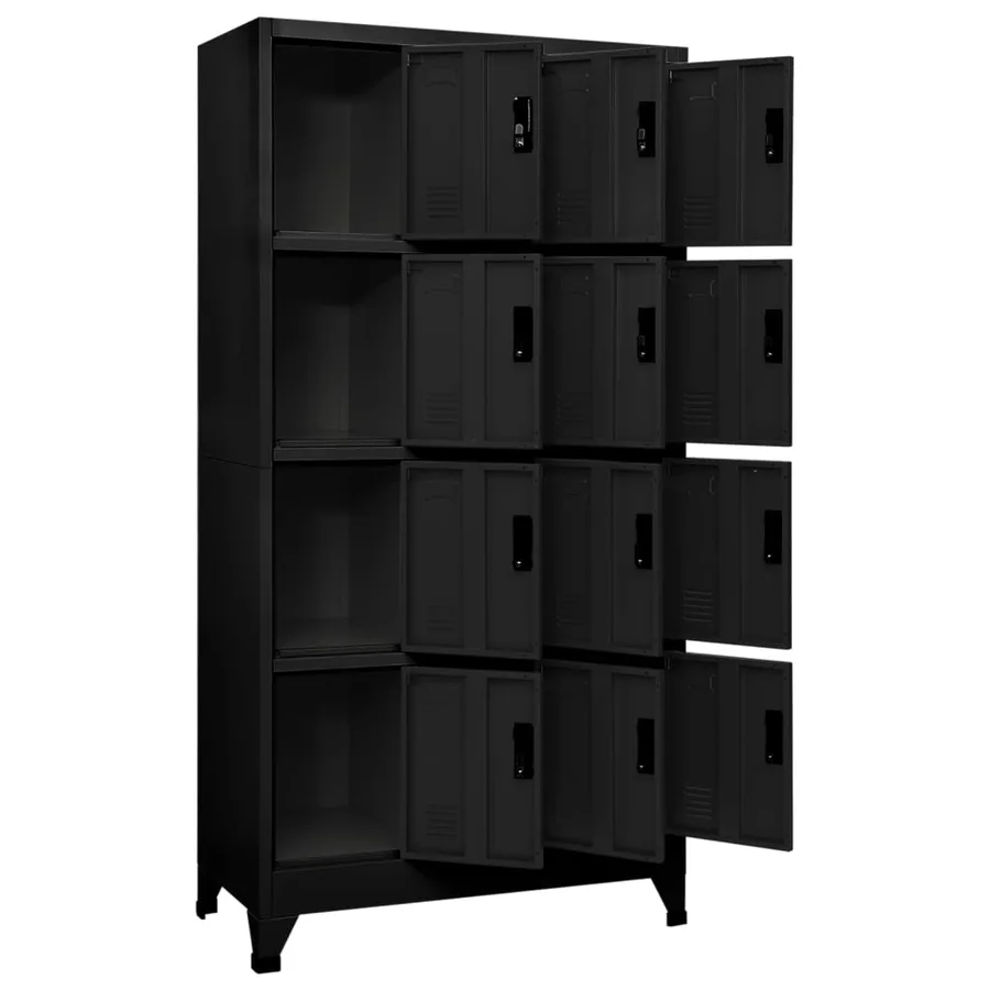 Armoire à casiers Noir 90x45x180 cm Acier - 3