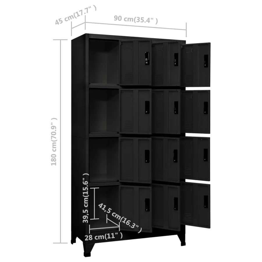 Armoire à casiers Noir 90x45x180 cm Acier - 8