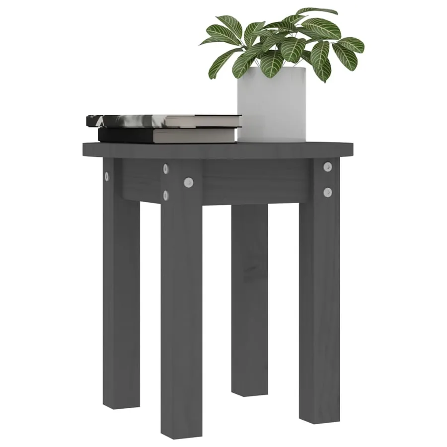 Table basse Gris Ø 35x35 cm Bois massif de pin - 4