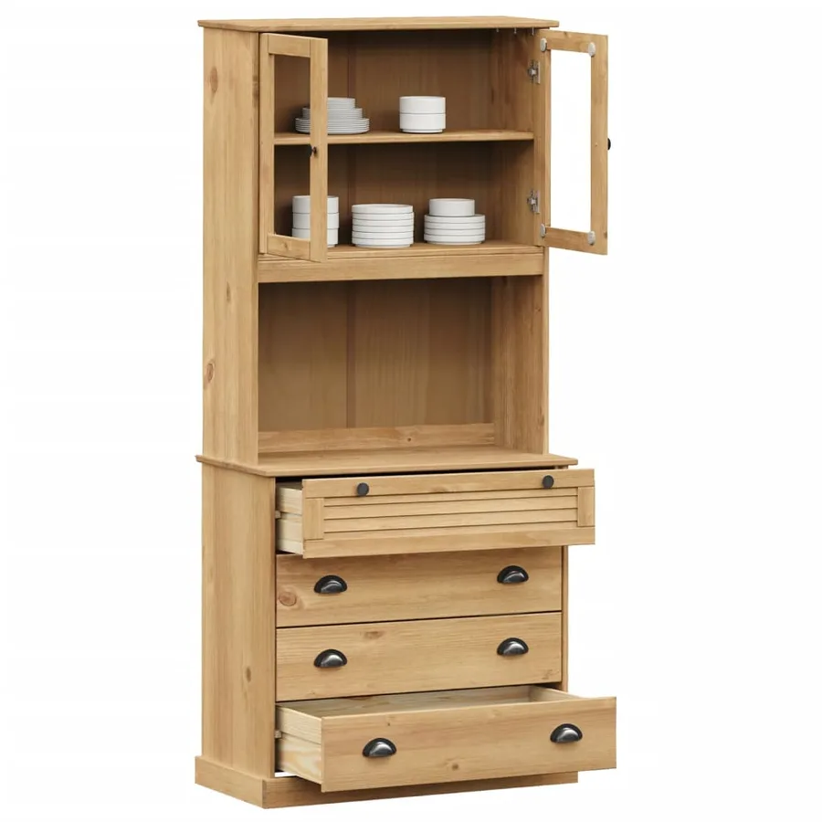 Buffet haut VIGO 80x40x176 cm bois massif de pin - 3