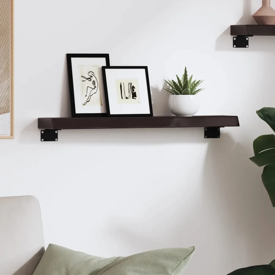 Étagère murale marron foncé 60x10x4 cm bois chêne massif traité - 3