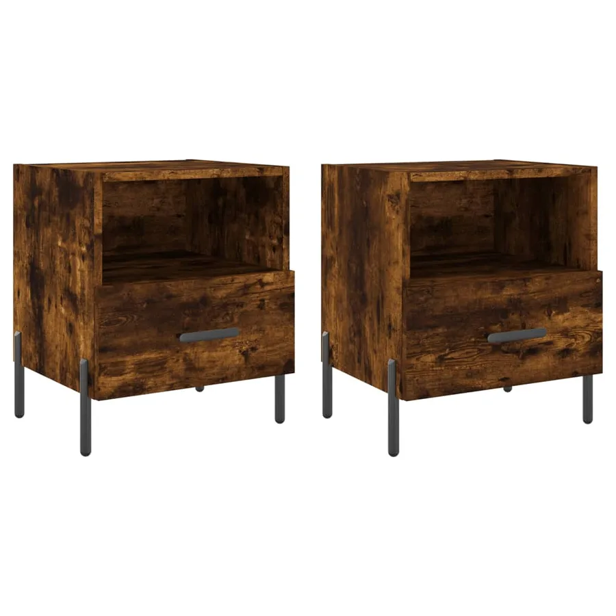 Tables de chevet 2pcs chêne fumé 40x35x47,5cm bois d’ingénierie - 2