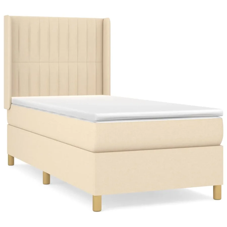 Sommier à lattes de lit et matelas Crème 90x190 cm Tissu - 2