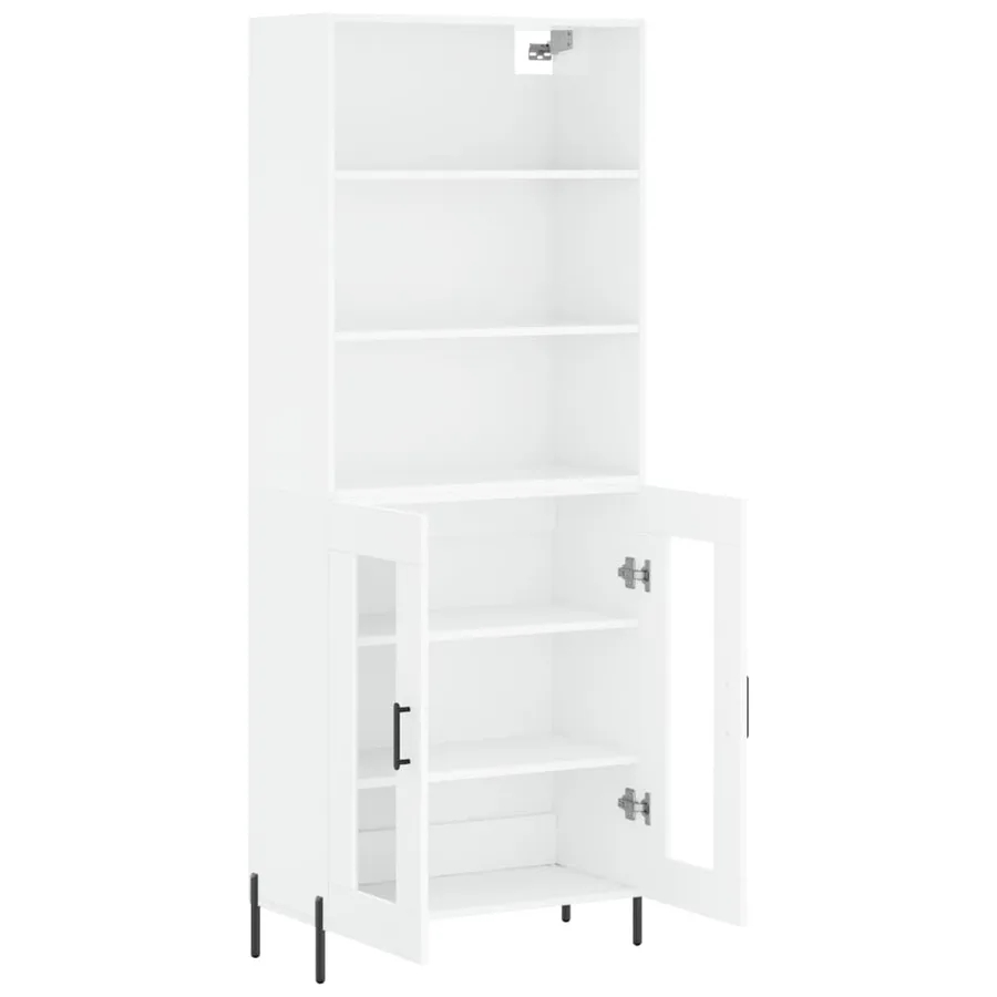 Buffet haut Blanc brillant 69,5x34x180 cm Bois d'ingénierie - 4