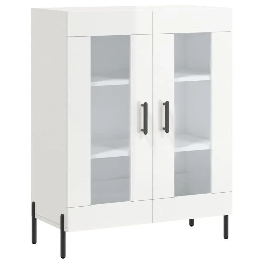 Buffet haut Blanc brillant 69,5x34x180 cm Bois d'ingénierie - 7
