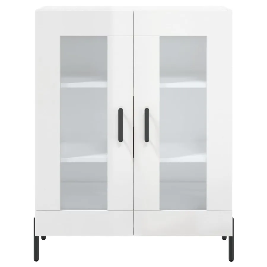 Buffet haut Blanc brillant 69,5x34x180 cm Bois d'ingénierie - 8