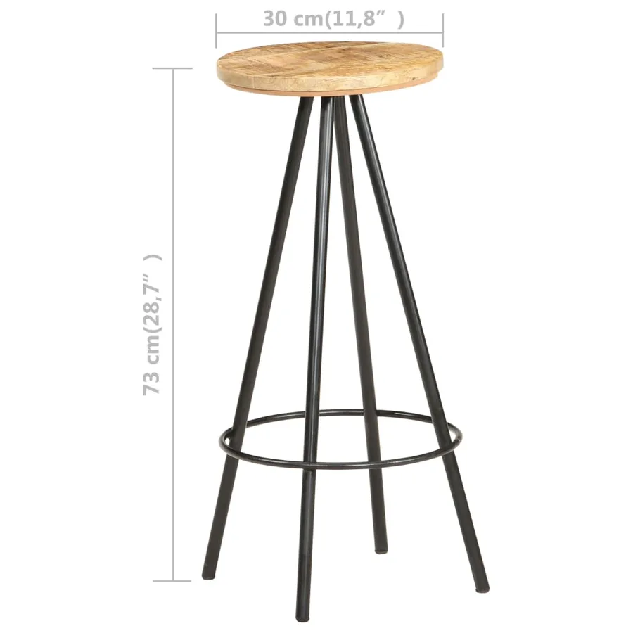 Tabourets de bar lot de 2 bois de manguier brut - 5