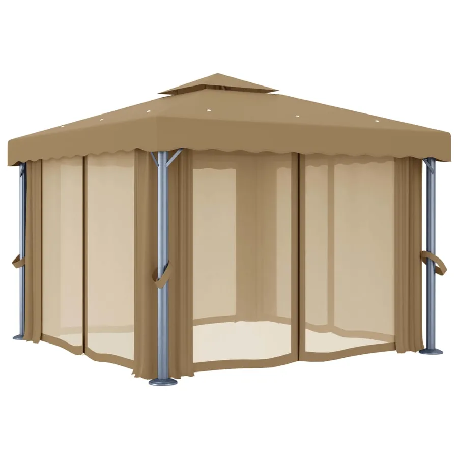 Tonnelle avec rideau 3x3 m Taupe Aluminium - 3