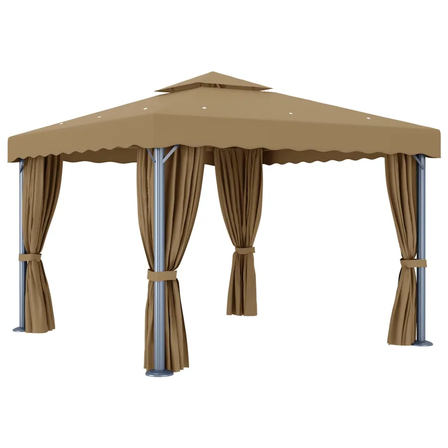 Tonnelle avec rideau 3x3 m Taupe Aluminium - 4