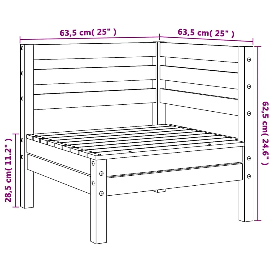 Canapés d'angle de jardin 2 pcs blanc bois de pin massif - 6