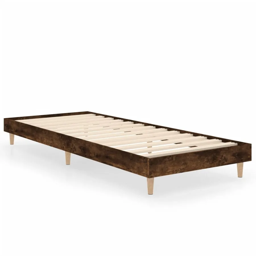 Cadre de lit chêne fumé 75x190 cm bois d'ingénierie - 2