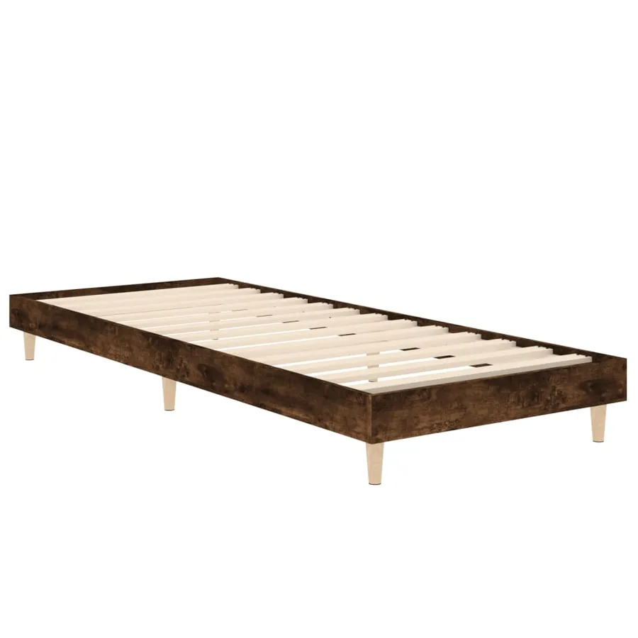 Cadre de lit chêne fumé 75x190 cm bois d'ingénierie - 3