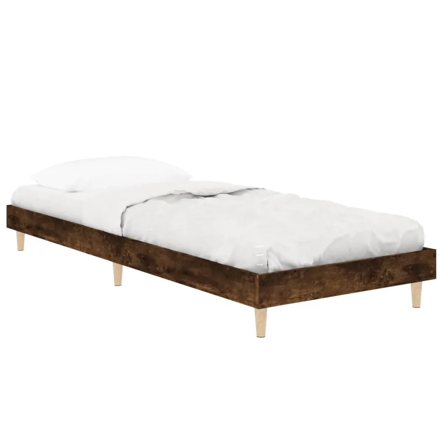 Cadre de lit chêne fumé 75x190 cm bois d'ingénierie - 5