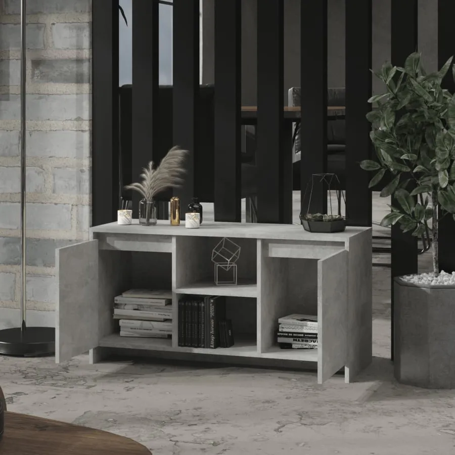 Meuble TV Gris béton 102x37,5x52,5 cm Bois d'ingénierie - 7