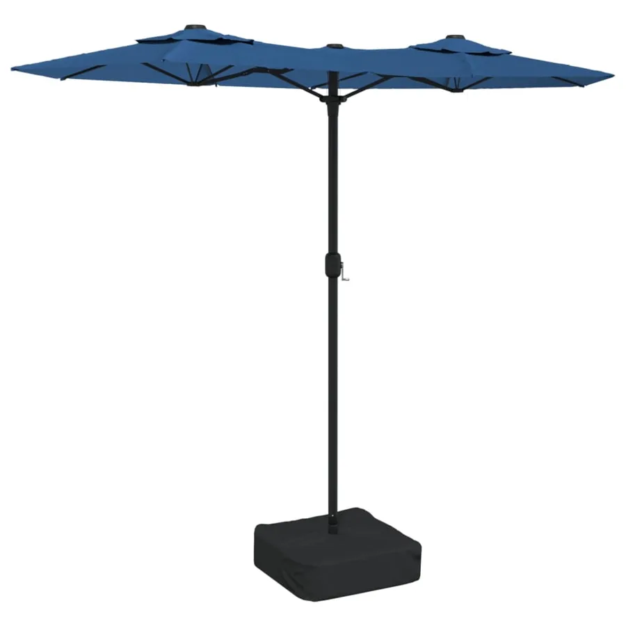 Parasol de jardin à double tête avec LED bleu azuré 316x145 cm - 2