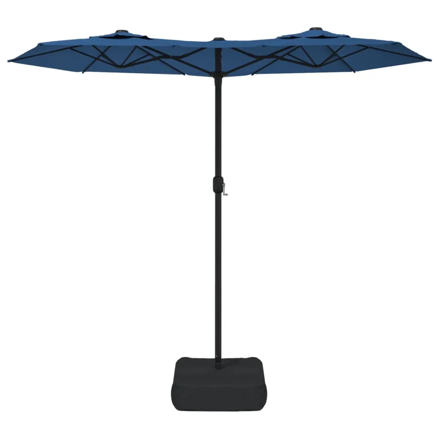 Parasol de jardin à double tête avec LED bleu azuré 316x145 cm - 4