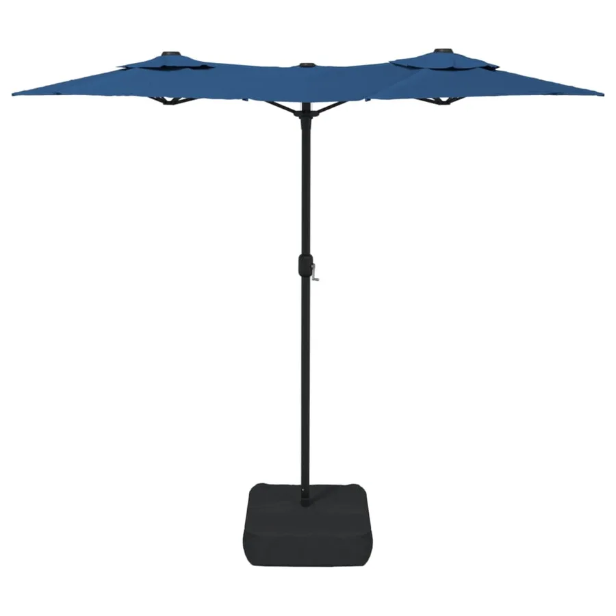 Parasol de jardin à double tête avec LED bleu azuré 316x145 cm - 5