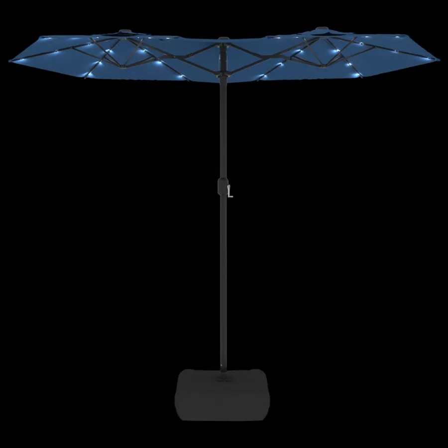 Parasol de jardin à double tête avec LED bleu azuré 316x145 cm - 6
