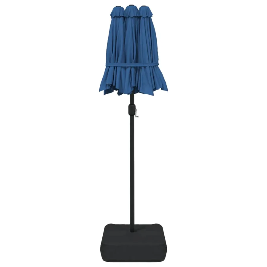 Parasol de jardin à double tête avec LED bleu azuré 316x145 cm - 7