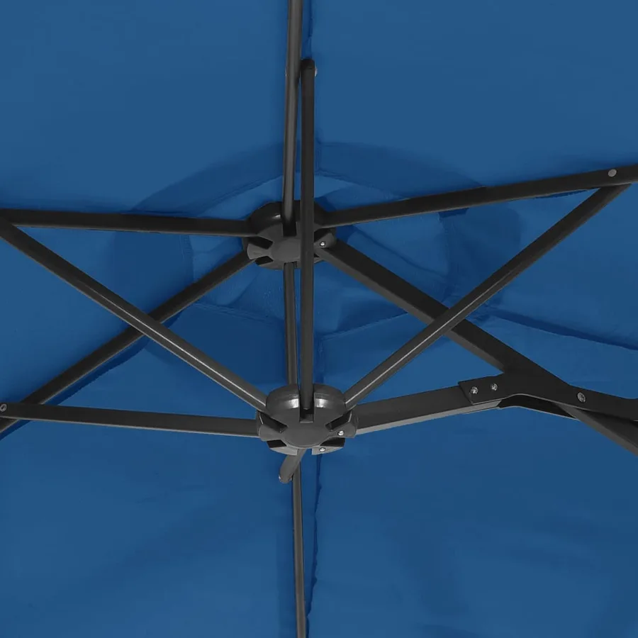 Parasol de jardin à double tête avec LED bleu azuré 316x145 cm - 8
