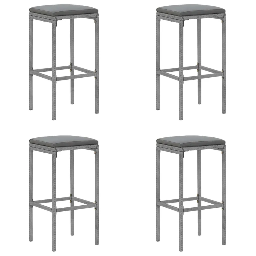 Ensemble de bar de jardin 5 pcs avec coussins gris poly rotin - 4