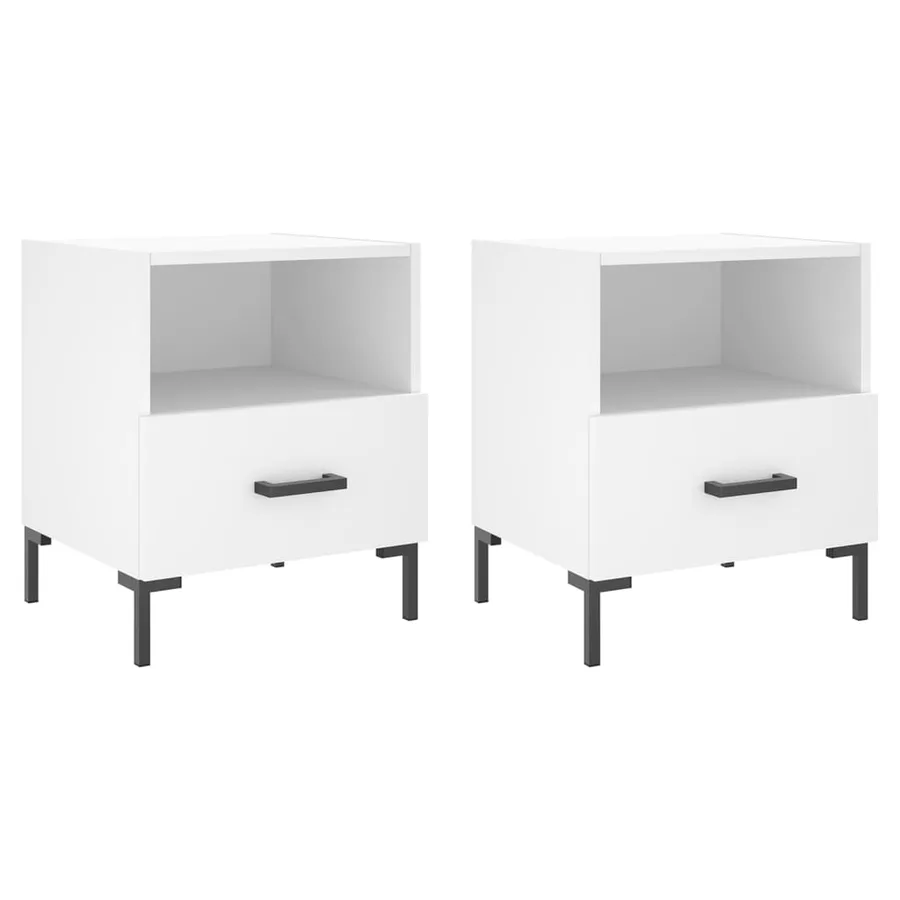 Tables de chevet 2 pcs blanc 40x35x47,5 cm bois d’ingénierie - 2