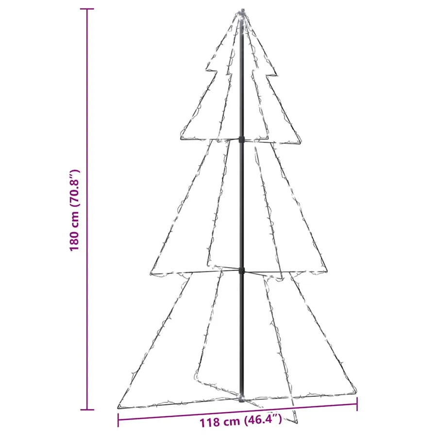 Arbre de Noël cône 240 LED d'intérieur/d'extérieur 118x180 cm - 8