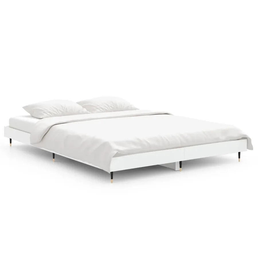 Cadre de lit sans matelas blanc 140x190 cm bois d'ingénierie - 2