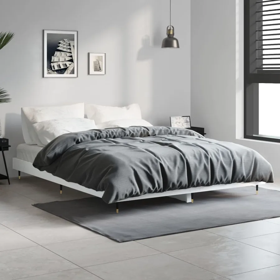 Cadre de lit sans matelas blanc 140x190 cm bois d'ingénierie - 3