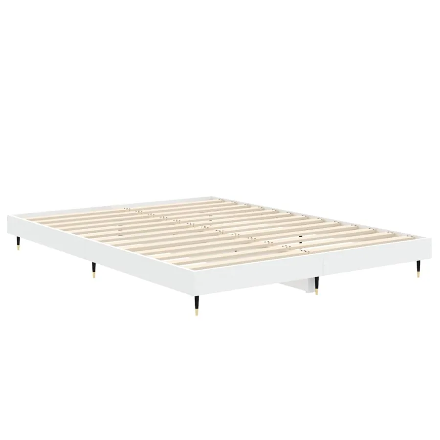 Cadre de lit sans matelas blanc 140x190 cm bois d'ingénierie - 5
