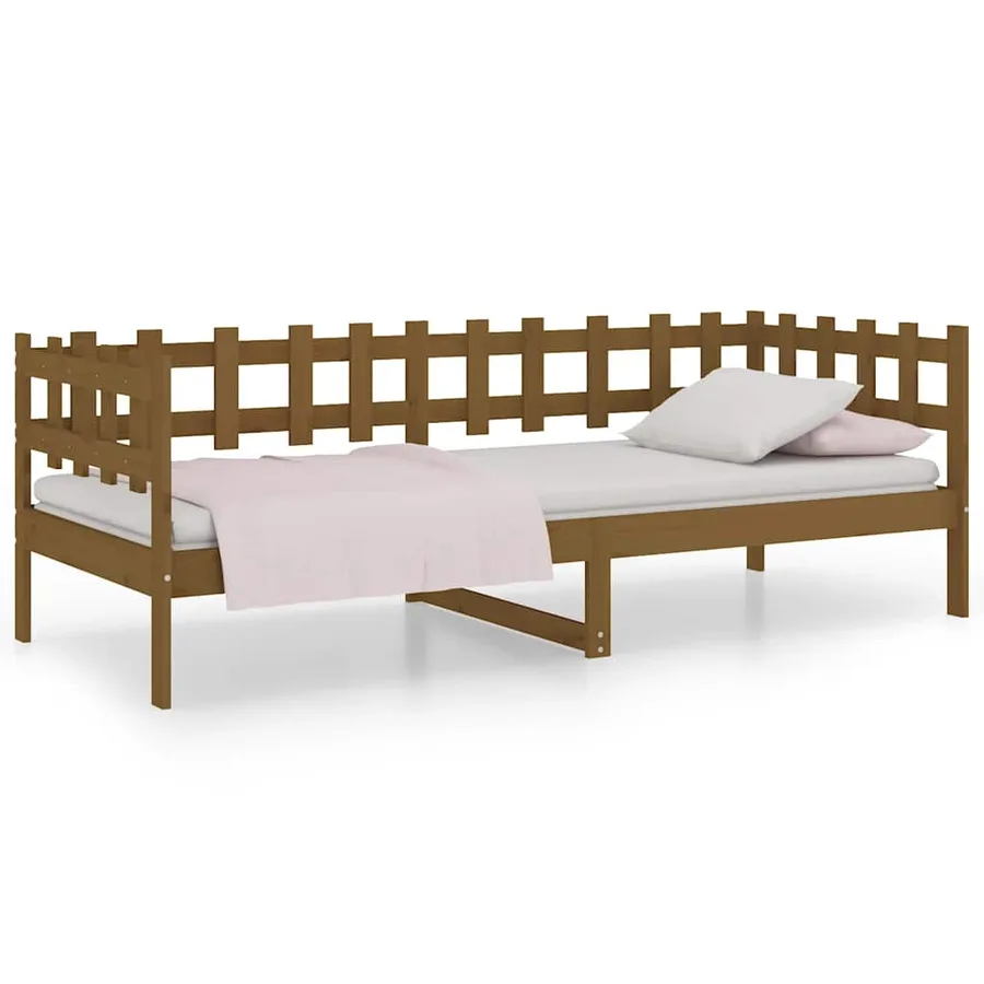 Lit de jour sans matelas marron miel 80x200 cm bois pin massif - 2