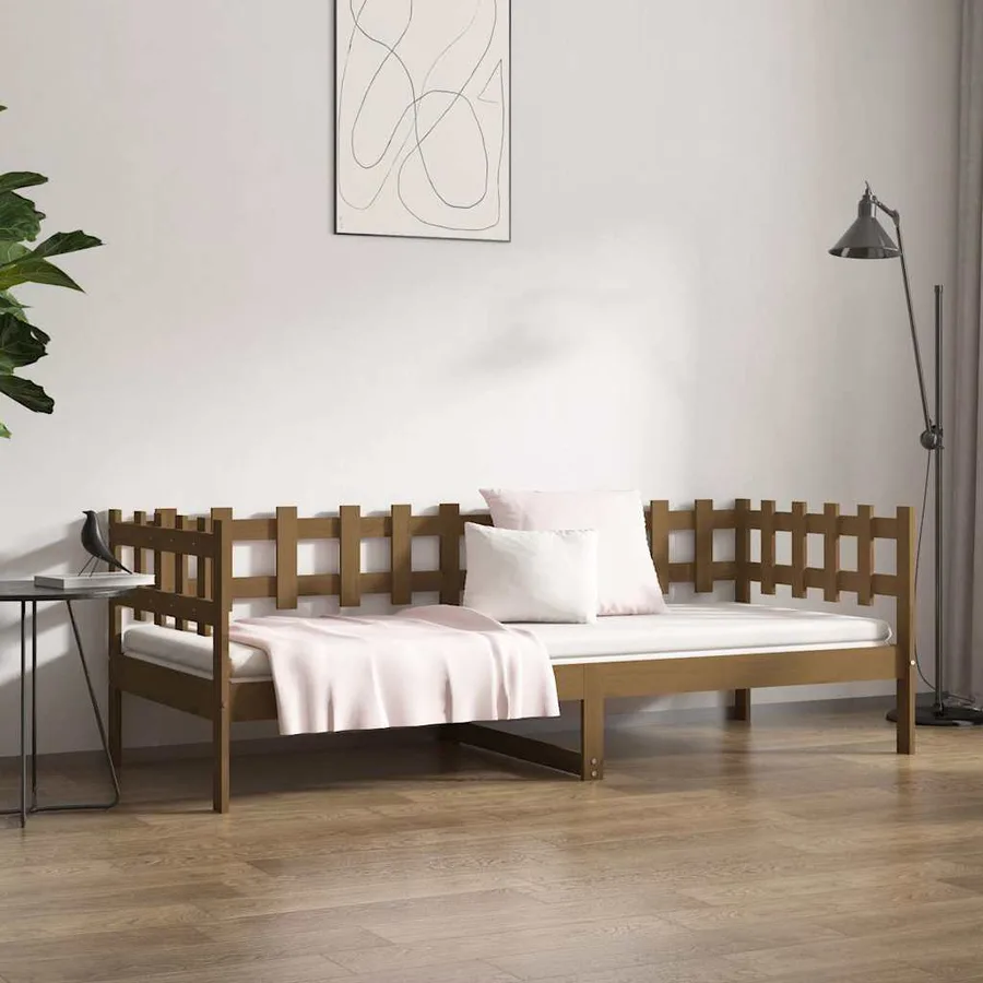 Lit de jour sans matelas marron miel 80x200 cm bois pin massif - 4